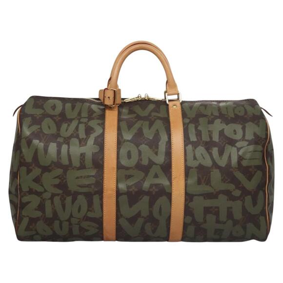 LOUIS VUITTON Monogram Graffiti Keepall 50 Boston Bag Khaki M92196 - Picture 13 of 16